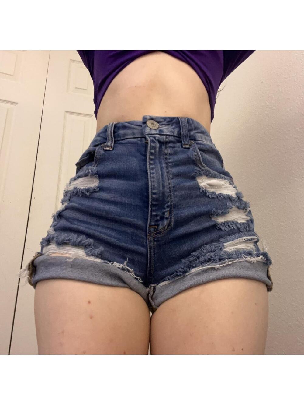 american eagle mini denim shorts